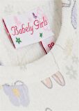 Breeze Kız Çocuk Elbise Minnie Mouse Desenli Fiyonklu 3-8 Yaş, Ekru