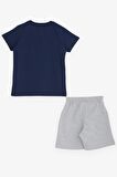 BREEZE GİRLS & BOYS Erkek Çocuk Şortlu Takım Yazı Baskılı Cepli Bağcık Aksesuarlı 8-14 Yaş, Lacivert