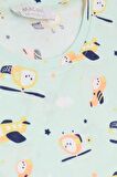 BREEZE Kız Çocuk Pijama Takımı Renkli Helikopter Desenli 1.5-5 Yaş, Su Yeşili