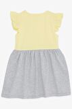 BREEZE Kız Çocuk Elbise Cepli Simli Kedicik Baskılı 1.5-5 Yaş, Sarı