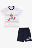 Breeze Girls & Boys Erkek Çocuk Şortlu Takım Çizgili Havalı Hayvancık Baskılı 1.5-5 Yaş, Beyaz