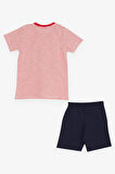 Breeze Girls & Boys Erkek Çocuk Şortlu Takım Çizgili Havalı Hayvancık Baskılı 1.5-5 Yaş, Kırmızı