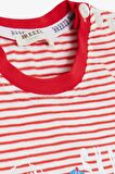 BREEZE GİRLS & BOYS Erkek Çocuk Şortlu Takım Çizgili Havalı Hayvancık Baskılı 1.5-5 Yaş, Kırmızı