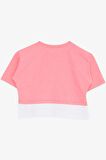 BREEZE Kız Çocuk Crop Tişört Yazı Baskılı Yanları Yırtmaçlı 9-14 Yaş, Neon Pembe
