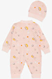 Breeze Kız Bebek Tulum Yemek Temalı Yıldız Desenli 0-3 Ay-6 Ay, Pudra