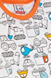 BREEZE GİRLS & BOYS Erkek Bebek Pijama Takımı Taşıt Desenli 9 Ay-3 Yaş, Beyaz