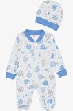 BREEZE Erkek Bebek Patikli Tulum Sevimli Bebek Fil Desenli 0-3 Ay-6 Ay, Beyaz