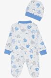 BREEZE Erkek Bebek Patikli Tulum Sevimli Bebek Fil Desenli 0-3 Ay-6 Ay, Beyaz