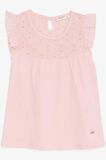 Breeze Kız Çocuk Tişört Fırfırlı Nakışlı 4-8 Yaş, Pembe