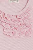 Breeze Kız Çocuk Tişört Güpürlü Fitilli 4-8 Yaş, Pembe