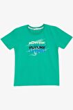 BREEZE GİRLS & BOYS Erkek Çocuk Tişört Renkli Yazı Baskılı 8-14 Yaş, Yeşil