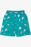 BREEZE GİRLS & BOYS Erkek Bebek Şortlu Pijama Takımı Kuala Desenli 9 Ay-3 Yaş, Petrol Yeşili