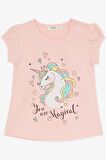 BREEZE Kız Çocuk Kapri Taytlı Takım Unicorn Baskılı 1.5-5 Yaş, Somon