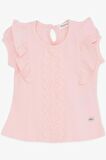 BREEZE Kız Bebek Tişört Fırfırlı Nakışlı Güpürlü 6 Ay-2 Yaş, Pembe