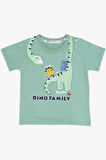 Breeze Girls & Boys Erkek Çocuk Şortlu Takım Mutlu Dinozor Aile Baskılı 1-4 Yaş, Mint Yeşili