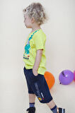 Breeze Girls & Boys Erkek Çocuk Şortlu Takım Mutlu Dinozor Aile Baskılı 1-4 Yaş, Sarı