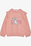 BREEZE Kız Çocuk Sweatshirt Pullu Ayıcık Aksesuarlı Simli Yazı Baskılı 1.5-5 Yaş, Somon