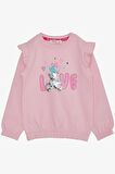 Breeze Kız Çocuk Sweatshirt Pullu Ayıcık Aksesuarlı Simli Yazı Baskılı 1.5-5 Yaş, Pembe