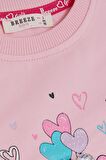 BREEZE Kız Çocuk Sweatshirt Pullu Ayıcık Aksesuarlı Simli Yazı Baskılı 1.5-5 Yaş, Pembe