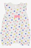 BREEZE Kız Bebek Kısa Tulum Puantiyeli Fiyonklu 4 Ay-1.5 Yaş, Ekru