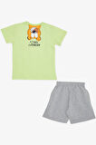 Breeze Girls & Boys Erkek Çocuk Şortlu Takım Sevimli Ayıcık Baskılı 1.5-5 Yaş, Fıstık Yeşili