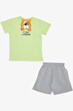BREEZE GİRLS & BOYS Erkek Çocuk Şortlu Takım Sevimli Ayıcık Baskılı 1.5-5 Yaş, Fıstık Yeşili
