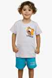 Breeze Girls & Boys Erkek Çocuk Şortlu Takım Sevimli Ayıcık Baskılı 1.5-5 Yaş, Açık Gri Melanj