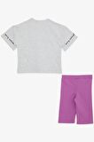 Breeze Kız Çocuk Şortlu Takım Yazı Baskılı 9-14 Yaş, Açık Gri Melanj