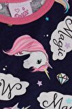 BREEZE Kız Bebek Pijama Takımı Unicorn Desenli 9 Ay-3 Yaş, Lacivert