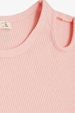BREEZE Kız Çocuk Crop Tişört Omuzu Açık Detaylı Fitilli 9-14 Yaş, Somon