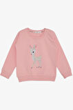 Breeze Kız Çocuk Sweatshirt Sevimli Ceylan Baskılı 1.5-5 Yaş, Pembe