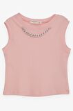 BREEZE Kız Çocuk Crop Tişört Zincir Aksesuarlı 9-14 Yaş, Somon