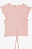 Breeze Kız Çocuk Crop Tişört Bağcıklı Fırfırlı 8-14 Yaş, Somon