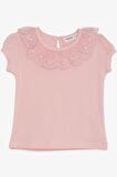 BREEZE Kız Çocuk Tişört Yakası Güpürlü Nakışlı 1-4 Yaş, Pembe