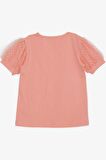 BREEZE Kız Çocuk Tişört Kolları Tüllü 8-12 Yaş, Somon