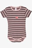 BREEZE Kız Bebek Çıtçıtlı Zıbın Body Çizgili Sevimli Ayıcık Baskılı 9 Ay-3 Yaş, Pembe