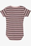 BREEZE Kız Bebek Çıtçıtlı Zıbın Body Çizgili Sevimli Ayıcık Baskılı 9 Ay-3 Yaş, Pembe