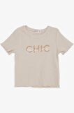 Breeze Kız Çocuk Tişört Crop Yazı Baskılı 8-14 Yaş, Bej