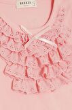 BREEZE Kız Çocuk Uzun Kollu Tişört Güpürlü Fiyonklu 3-8 Yaş, Pembe