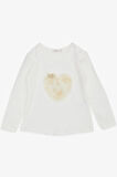 Breeze Kız Çocuk Uzun Kollu Tişört Ponponlu İncili 1-4 Yaş, Ekru