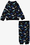 BREEZE GİRLS & BOYS Erkek Çocuk Eşofman Takımı Dinozor Desenli 1-4 Yaş, Siyah