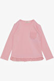 Breeze Kız Çocuk Uzun Kollu Tişört Dantelli Cepli 1.5-5 Yaş, Pembe