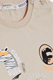 Breeze Girls & Boys Erkek Bebek Tişört Havalı Mükemmel Dostlar Temalı 9 Ay-3 Yaş, Bej