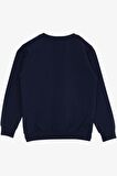BREEZE Kız Çocuk Sweatshirt Pullu Yazı Baskılı 8-14 Yaş, Lacivert