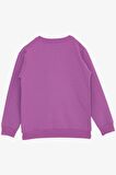 BREEZE Kız Çocuk Sweatshirt Pullu Yazı Baskılı 8-14 Yaş, Eflatun