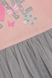 BREEZE Kız Çocuk Uzun Kollu Elbise Tüllü Yazı Baskılı 1.5-5 Yaş, Pudra