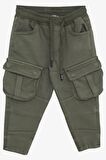BREEZE GİRLS & BOYS Erkek Çocuk Pantolon Kargo Cepli Beli Lastikli 3-7 Yaş, Haki Yeşil