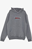 Breeze Girls & Boys Erkek Çocuk Sweatshirt Yazı Baskılı Armalı Kanguru Cepli 8-14 Yaş, Koyu Gri Melanj
