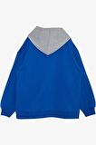 BREEZE GİRLS & BOYS Erkek Çocuk Sweatshirt Kapüşonlu Yazı Baskılı 8-14 Yaş, Saks Mavisi