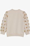 BREEZE Kız Çocuk Sweatshirt Kolları Tüllü Simli Yazı Baskılı Puanlı 6-12 Yaş, Bej